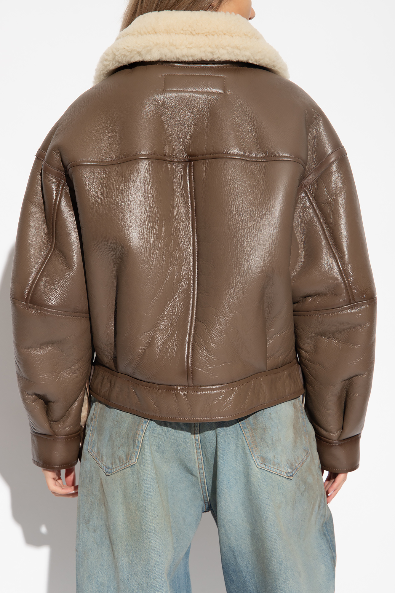 ムートン・ファーコート Acne Studios Fur Jacket Mud Brown A90611DLD A90611DLDFW24 Acne Studios Freya Faux Fur Jacket in Mud Brown | FWRD